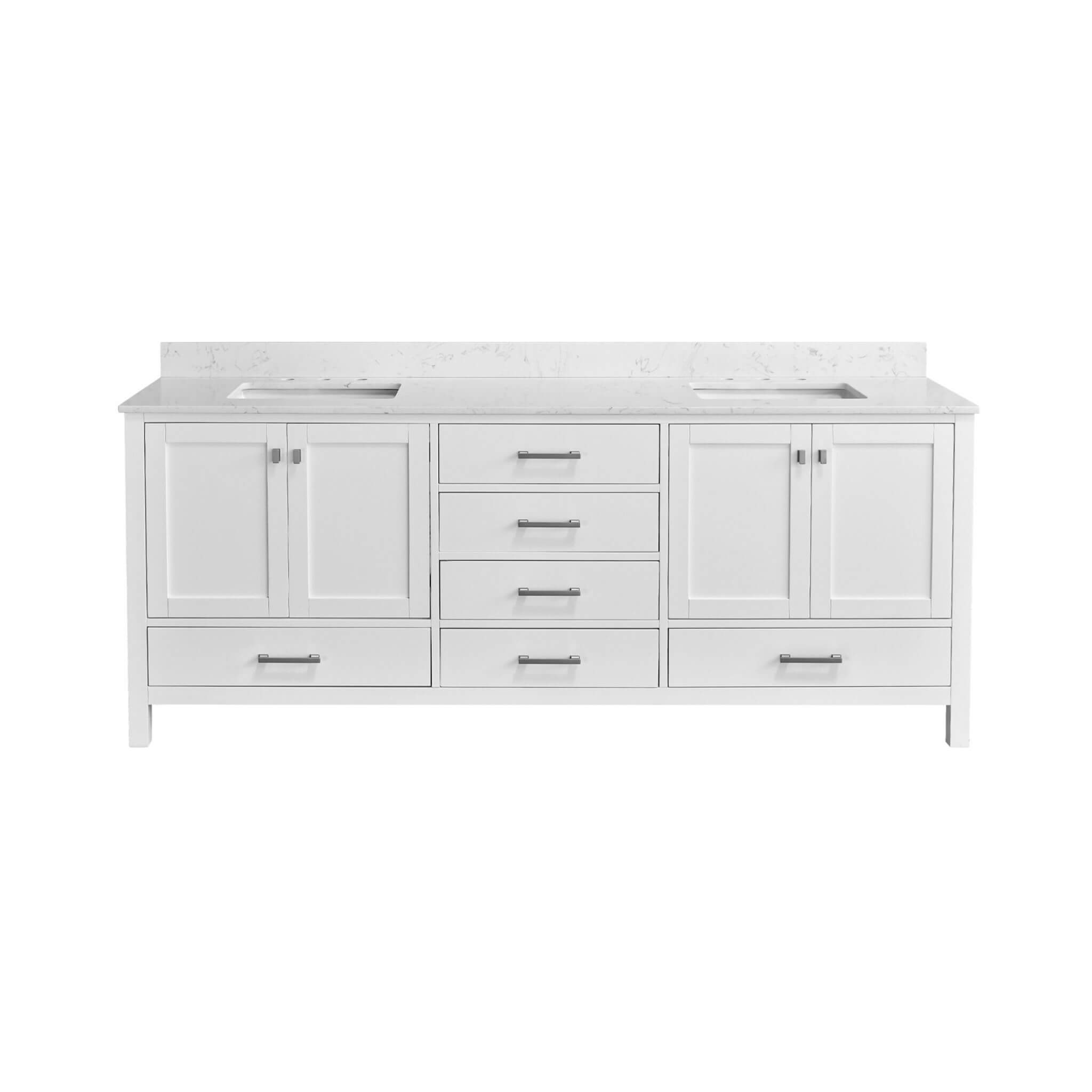 Alora 84-Inch Double Basin Freestanding Bathroom Vanity With Solid Wood Frame [No Faucet] (SAK81794)