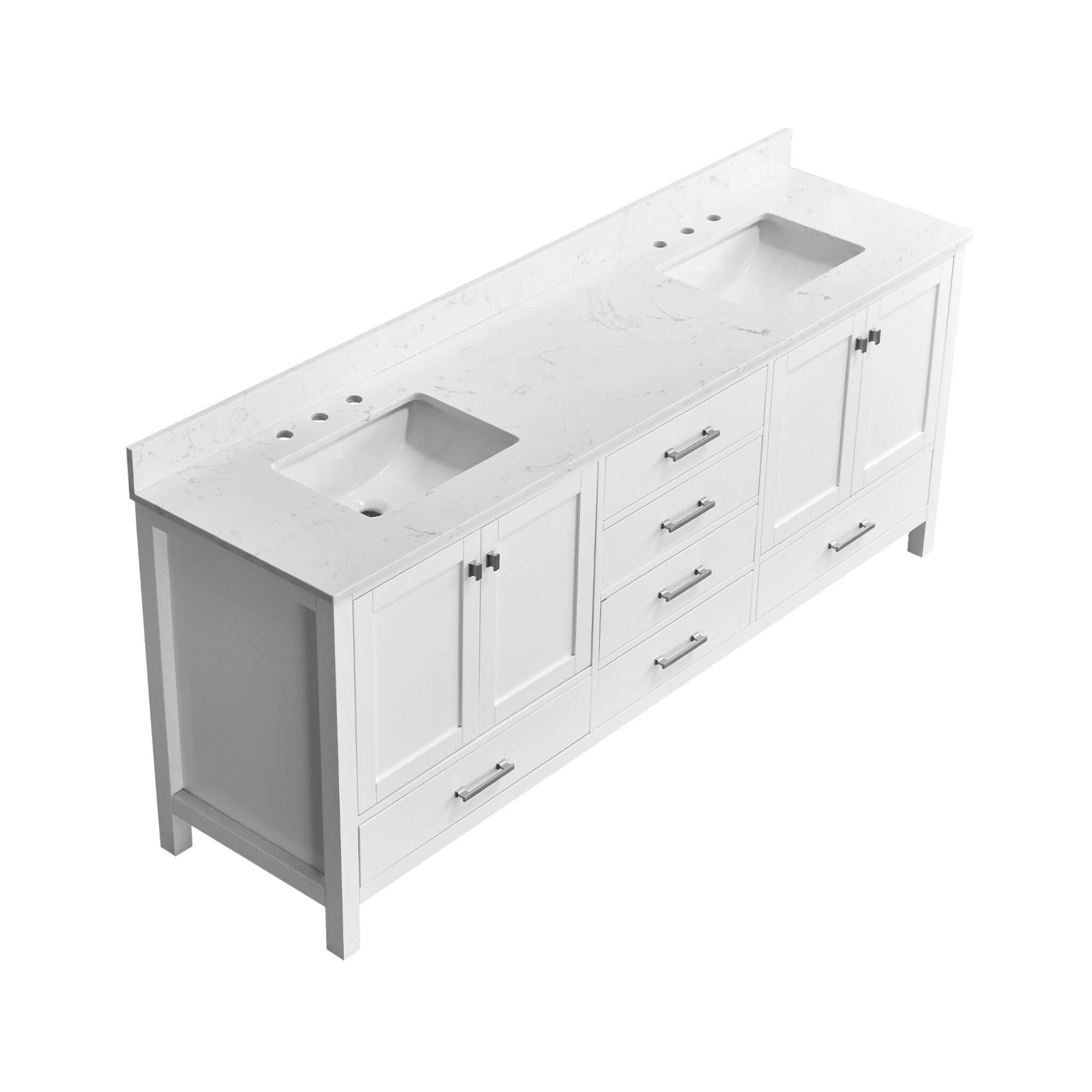 Alora 84-Inch Double Basin Freestanding Bathroom Vanity With Solid Wood Frame [No Faucet] (SAK81794)