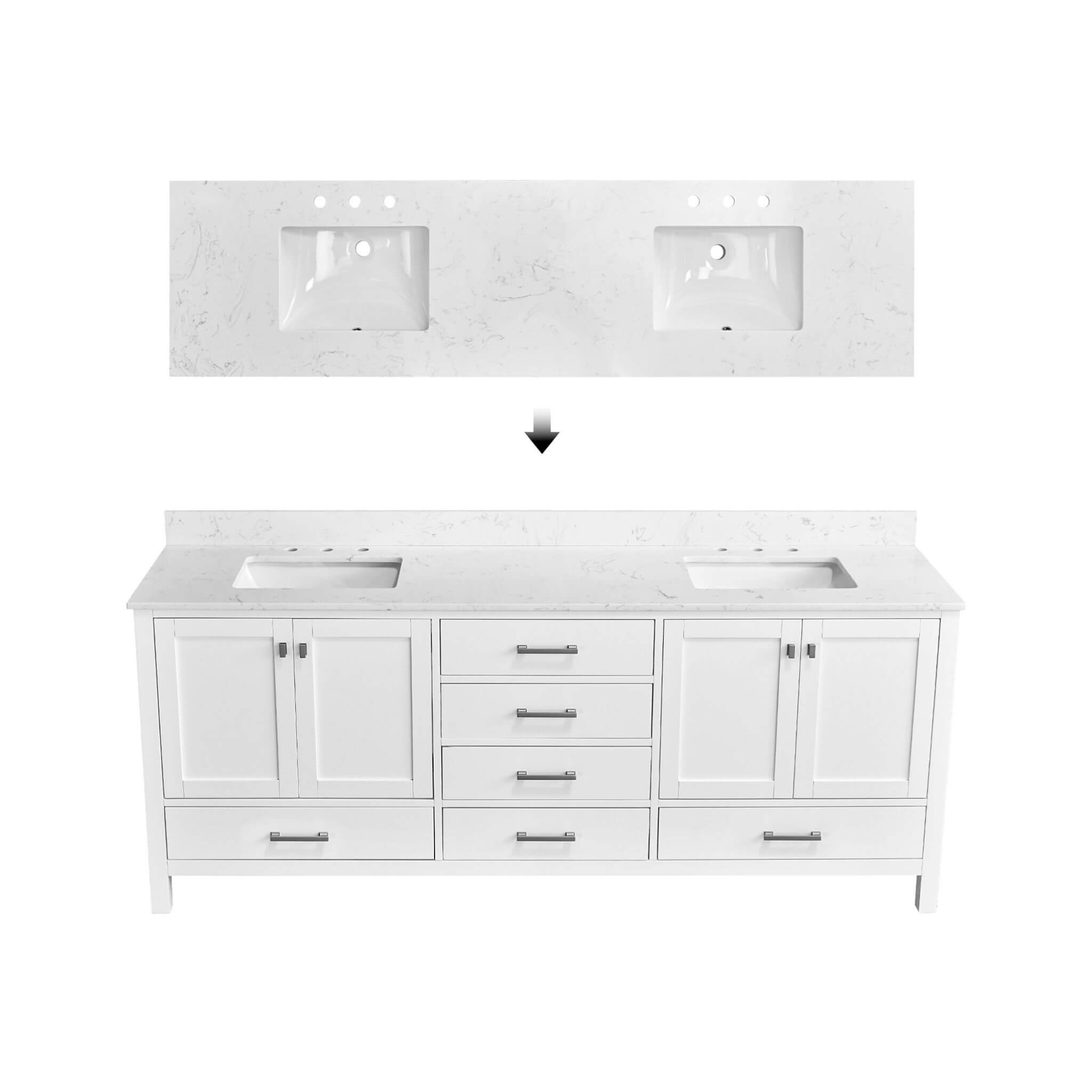 Alora 84-Inch Double Basin Freestanding Bathroom Vanity With Solid Wood Frame [No Faucet] (SAK81794)