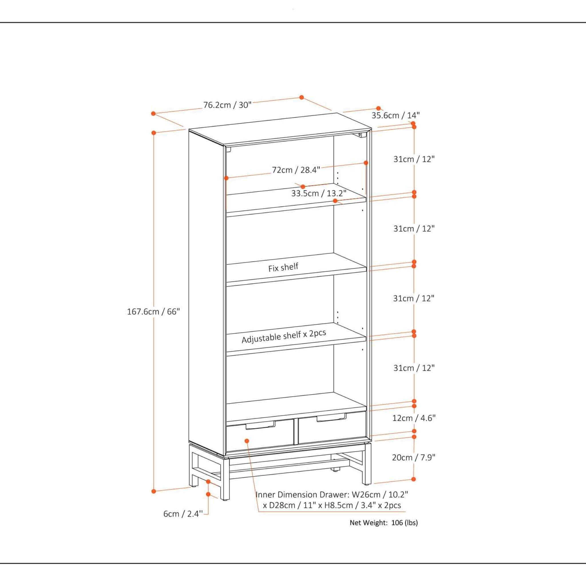 Alora Banting Mid-Century Oak Veneer Bookcase With Adjustable Shelves (SAK35178)