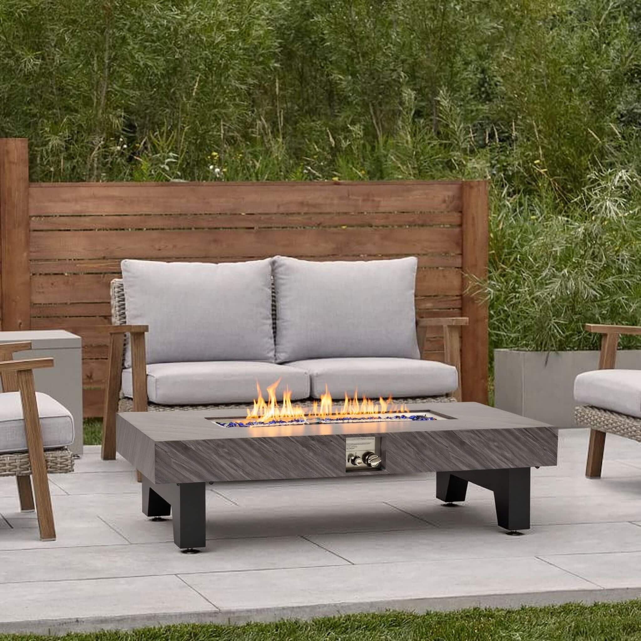 Alora 54-Inch Modern Outdoor Propane Fire Pit Table With Waterproof Cover (SAK42628)