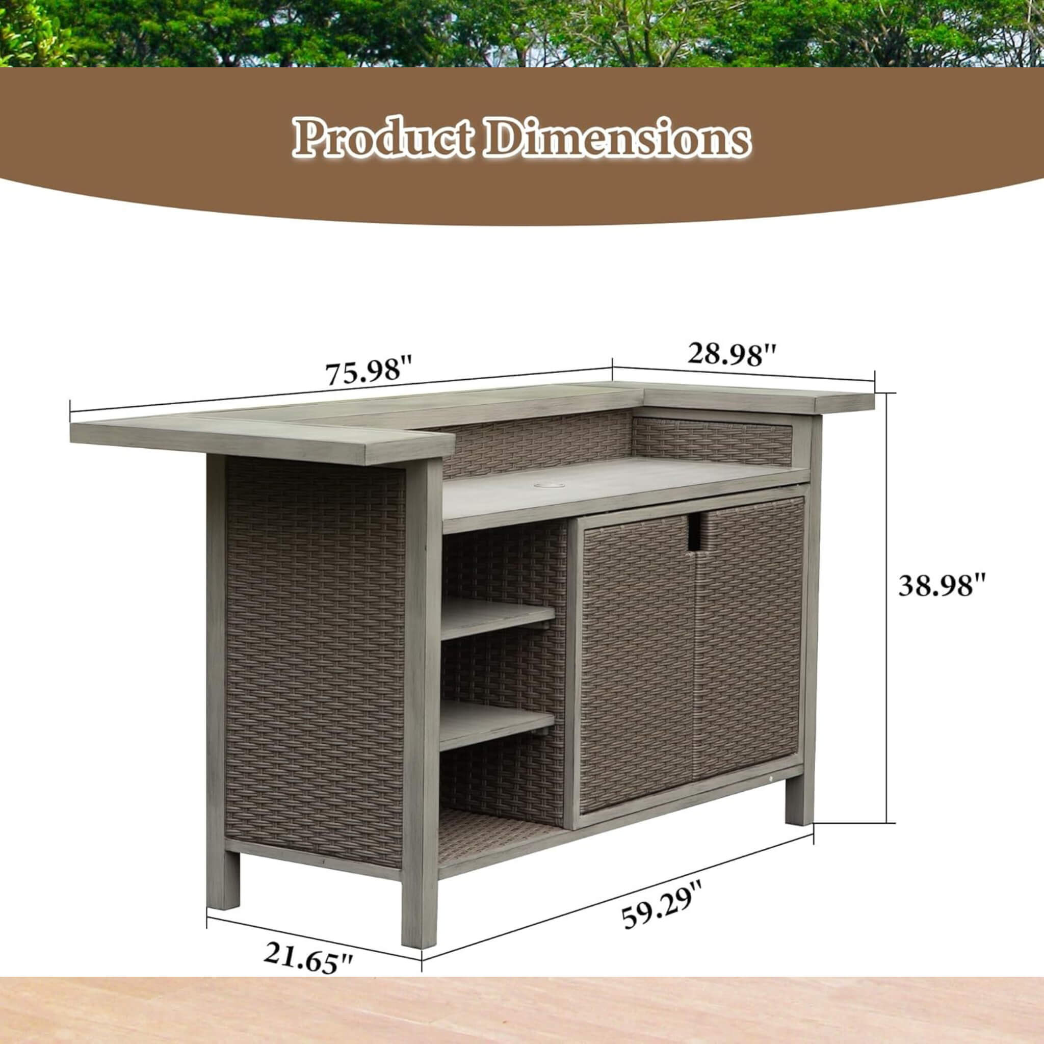 Alora Premium All-Weather Spacious Outdoor Patio Bar Table With Aluminum Frame (SAK51876)