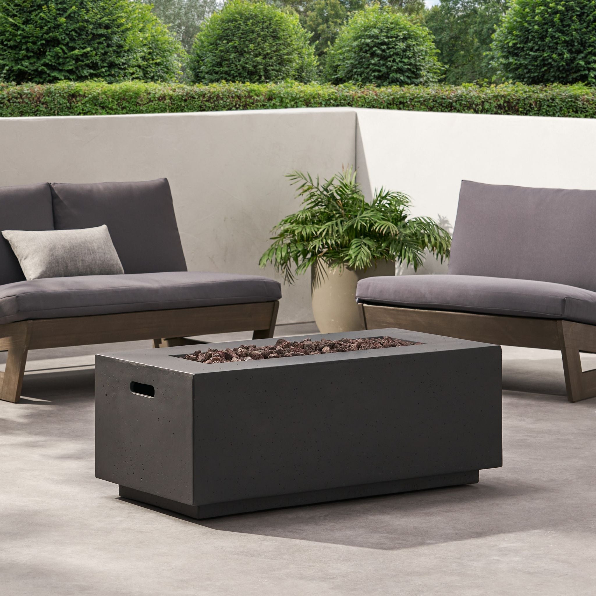 Alora Premium Outdoor Contemporary 40K BTU Rectangular Propane Gas Fire Pit Table (SAK96153)