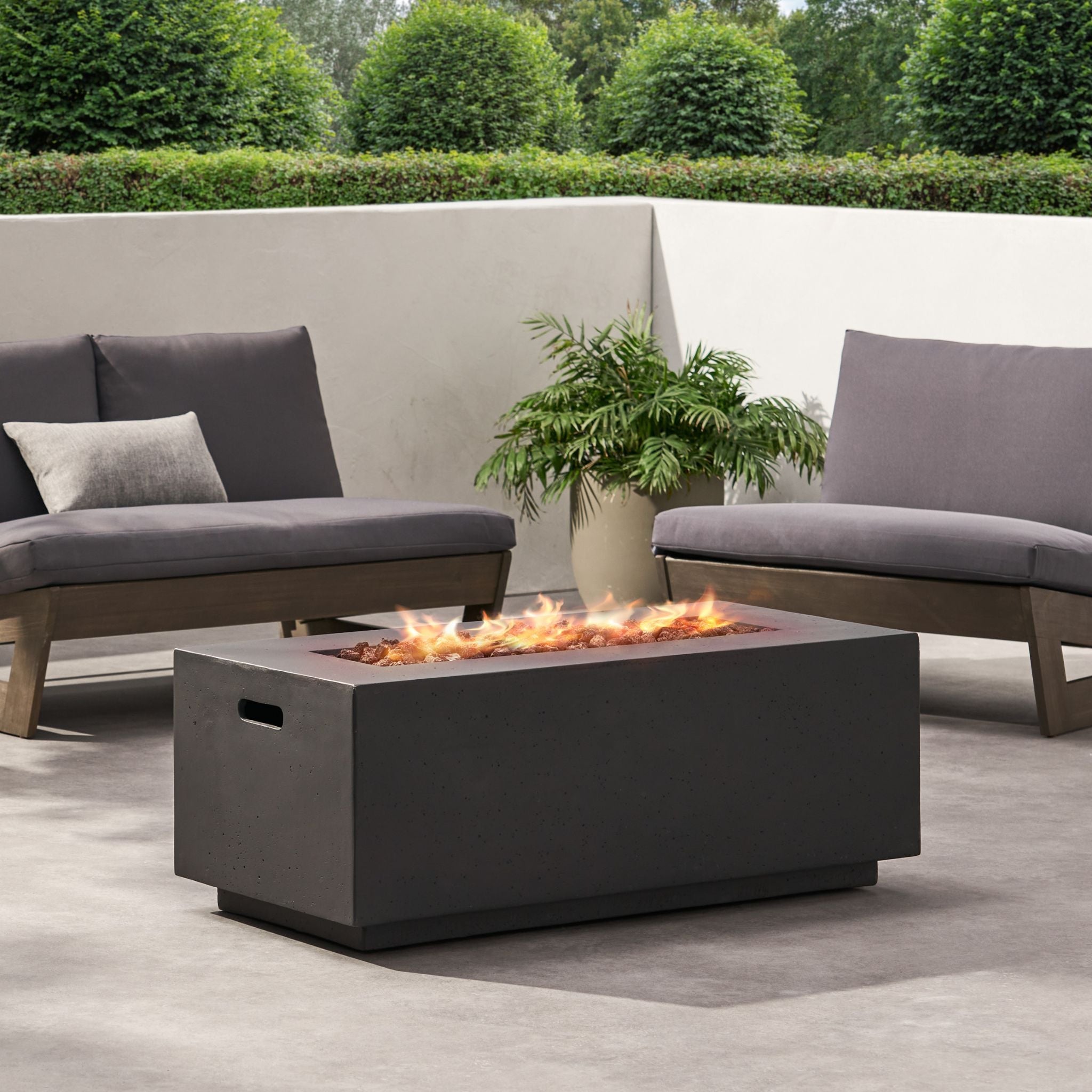 Alora Premium Outdoor Contemporary 40K BTU Rectangular Propane Gas Fire Pit Table (SAK96153)