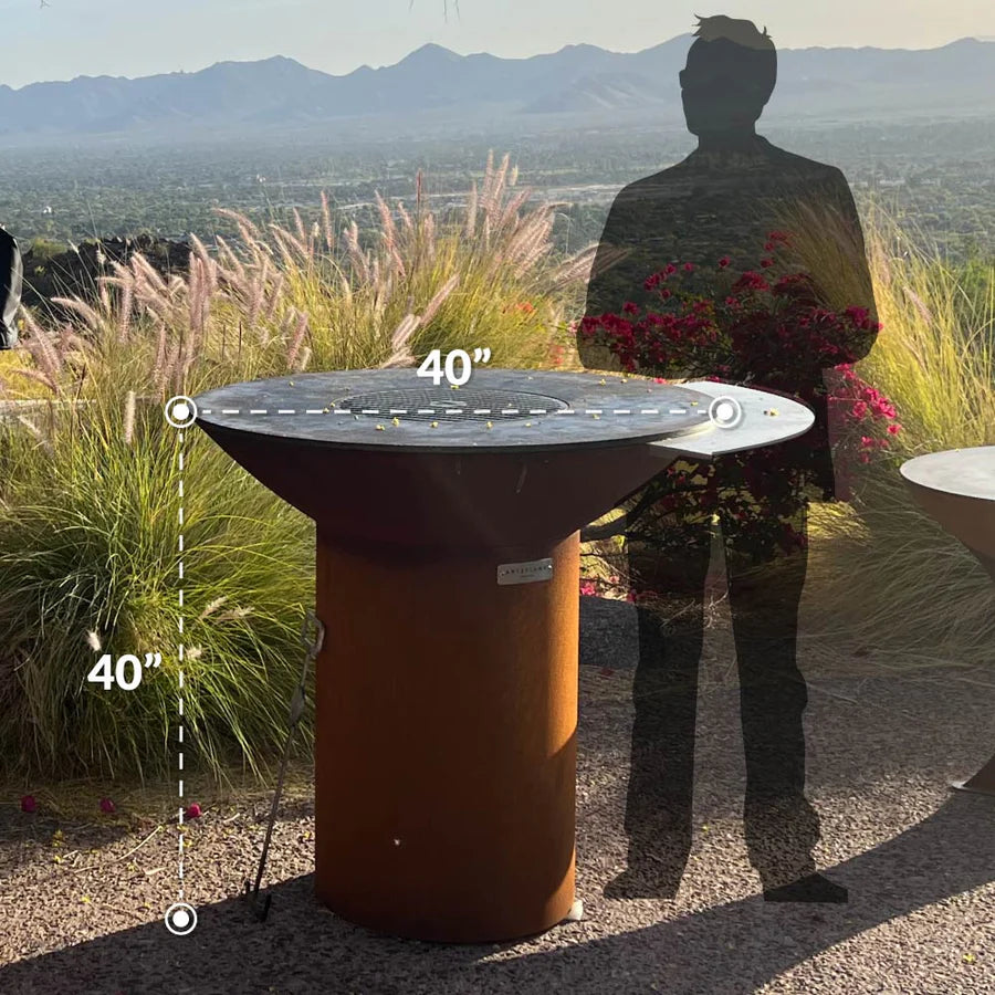 Arteflame Classic 40″ — Storage Base Flat-Top Grill & Fire Bowl (CORTEN Steel)