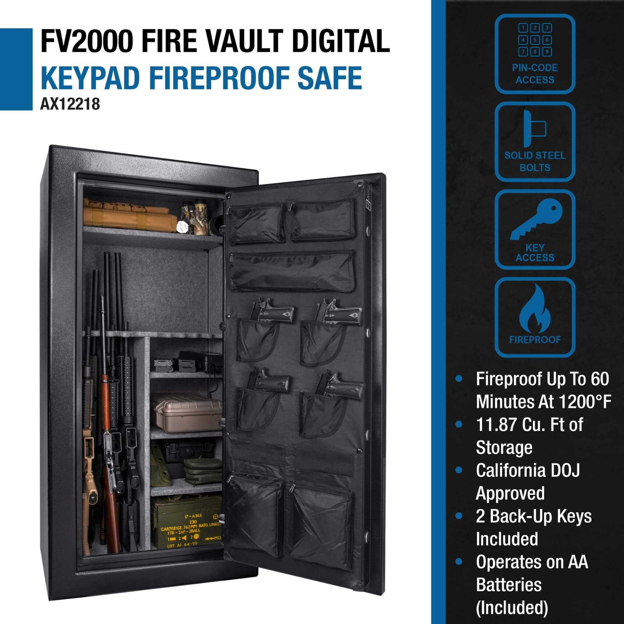 Barska 1.87 CF Heavy-Duty Extra-Large Industrial Steel Fireproof Safe Vault With Digital Keypad (SAK63810)