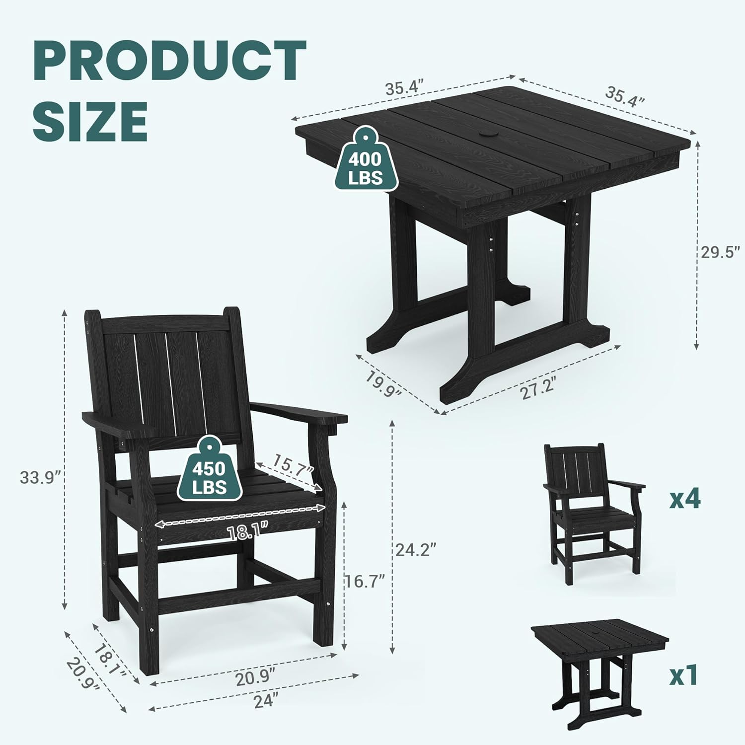 Pamapic 7-Piece HDPE Patio Dining Set