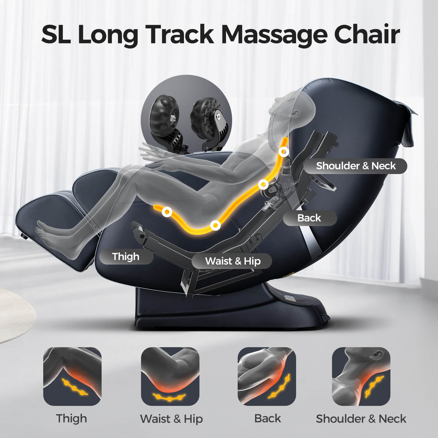 Bosscare Full Body 3D Zero Gravity Shiatsu Recline Massage Chair With Waist Heating (SAK37215)