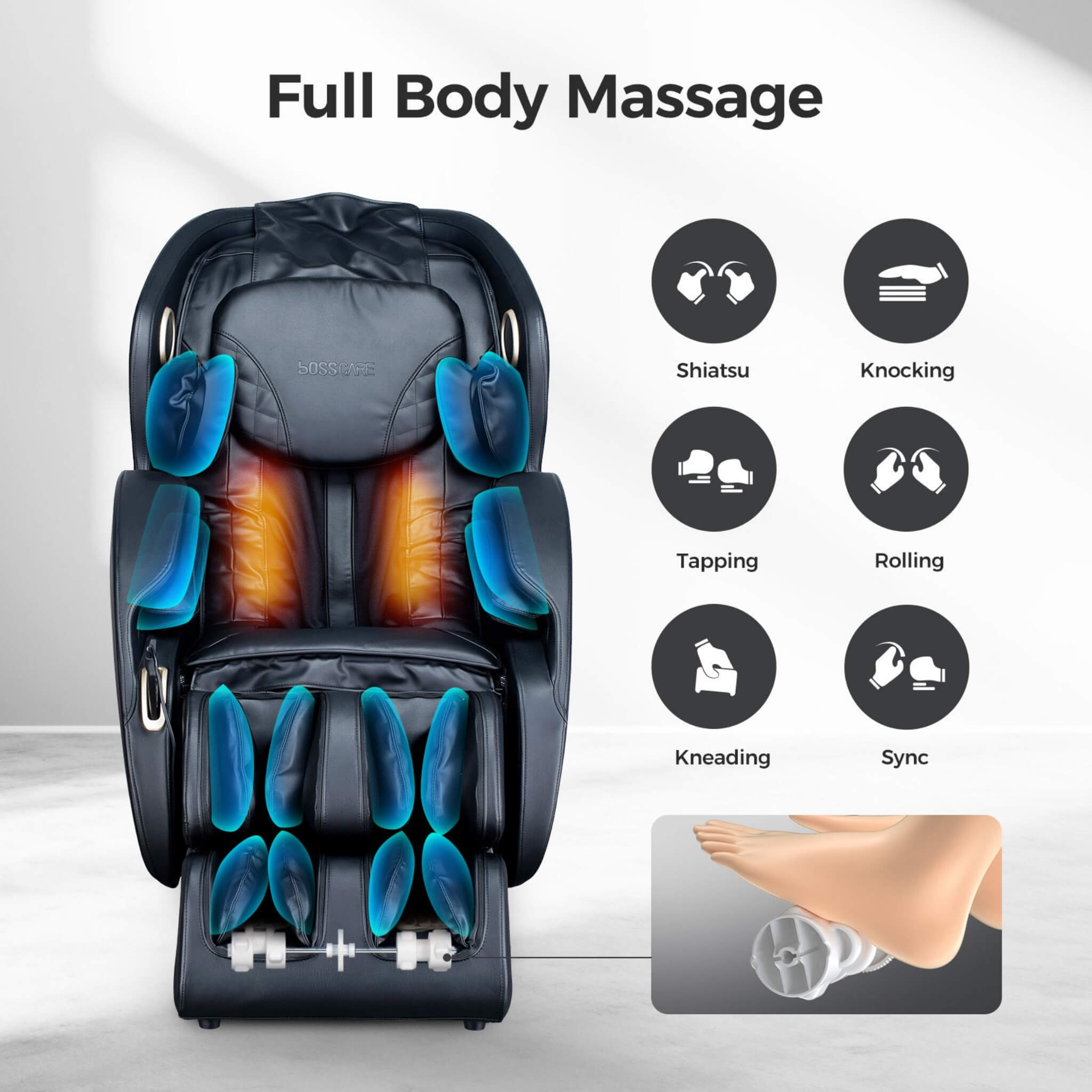 Bosscare Full Body 3D Zero Gravity Shiatsu Recliner Massage Chair With App (SAK32840)