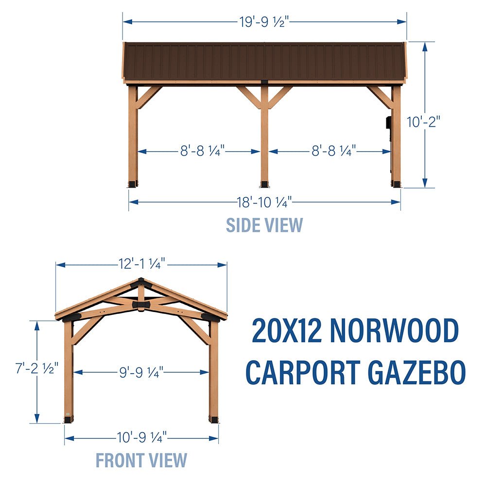 [12X20FT] Alora Premium All Cedar Wooden Carport Pavilion Gazebo With Sloped Hardtop Steel Roof (92758314)