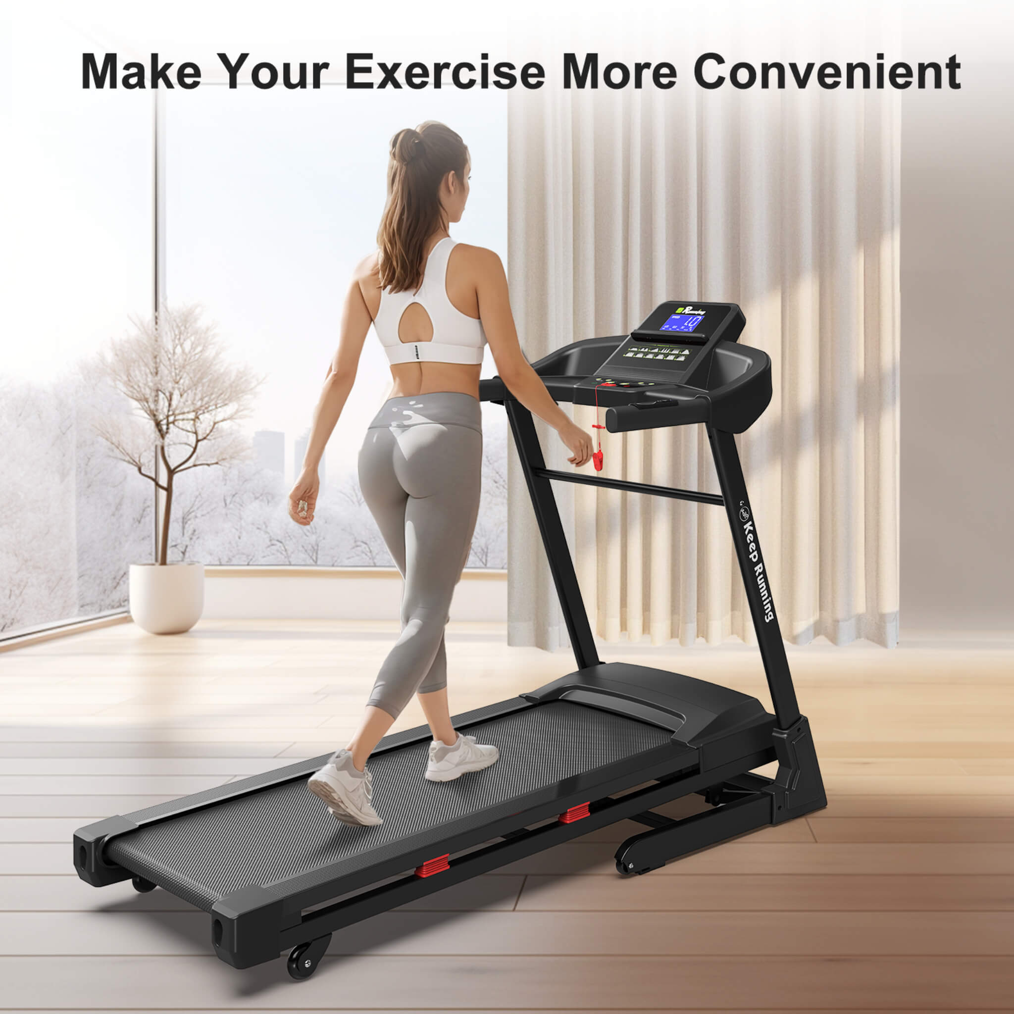 Compact 3.5HP Foldable Electric Treadmill With Bluetooth, LCD Display & 12 Pre-Set Running Programs (SAK25879)
