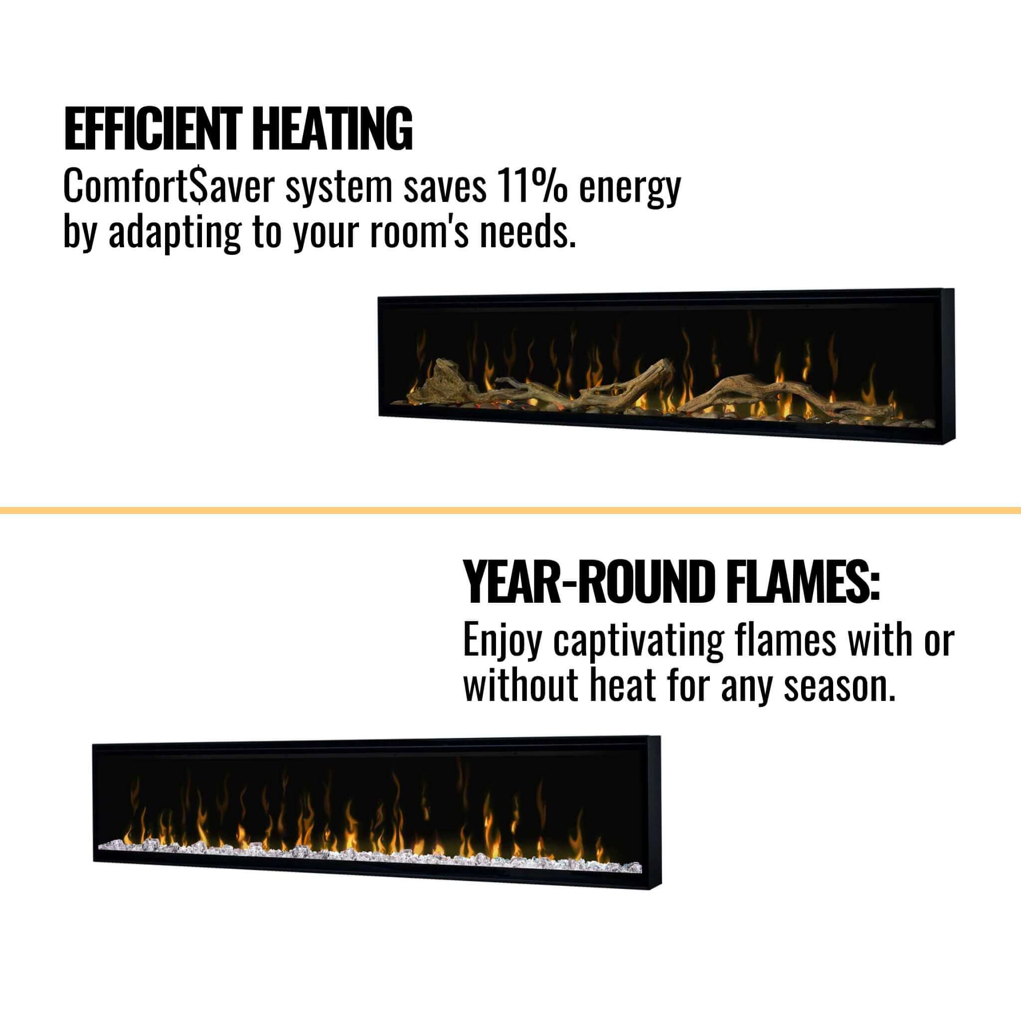 Dimplex IgniteXL 74-Inch Premium Built-In Linear Electric Fireplace With Integrated Heater Fan [XLF74] (SAK14736)