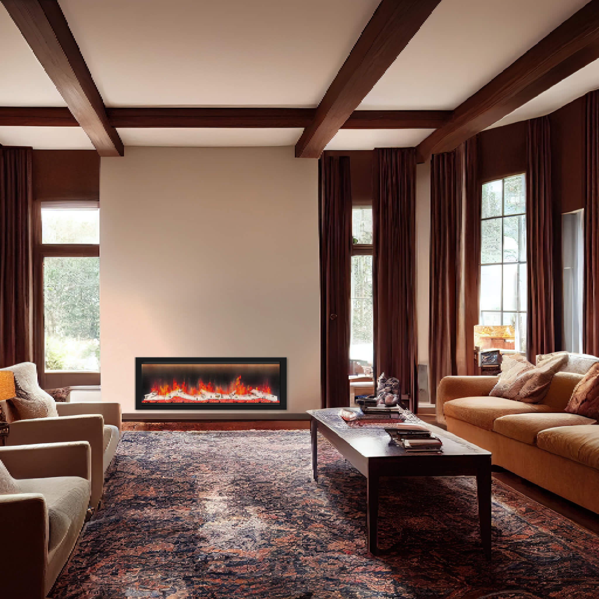 Dynasty Allegro 58" Smart Linear Electric Fireplace With Heater Timer Settings [DY-BFM58] (SAK23948)