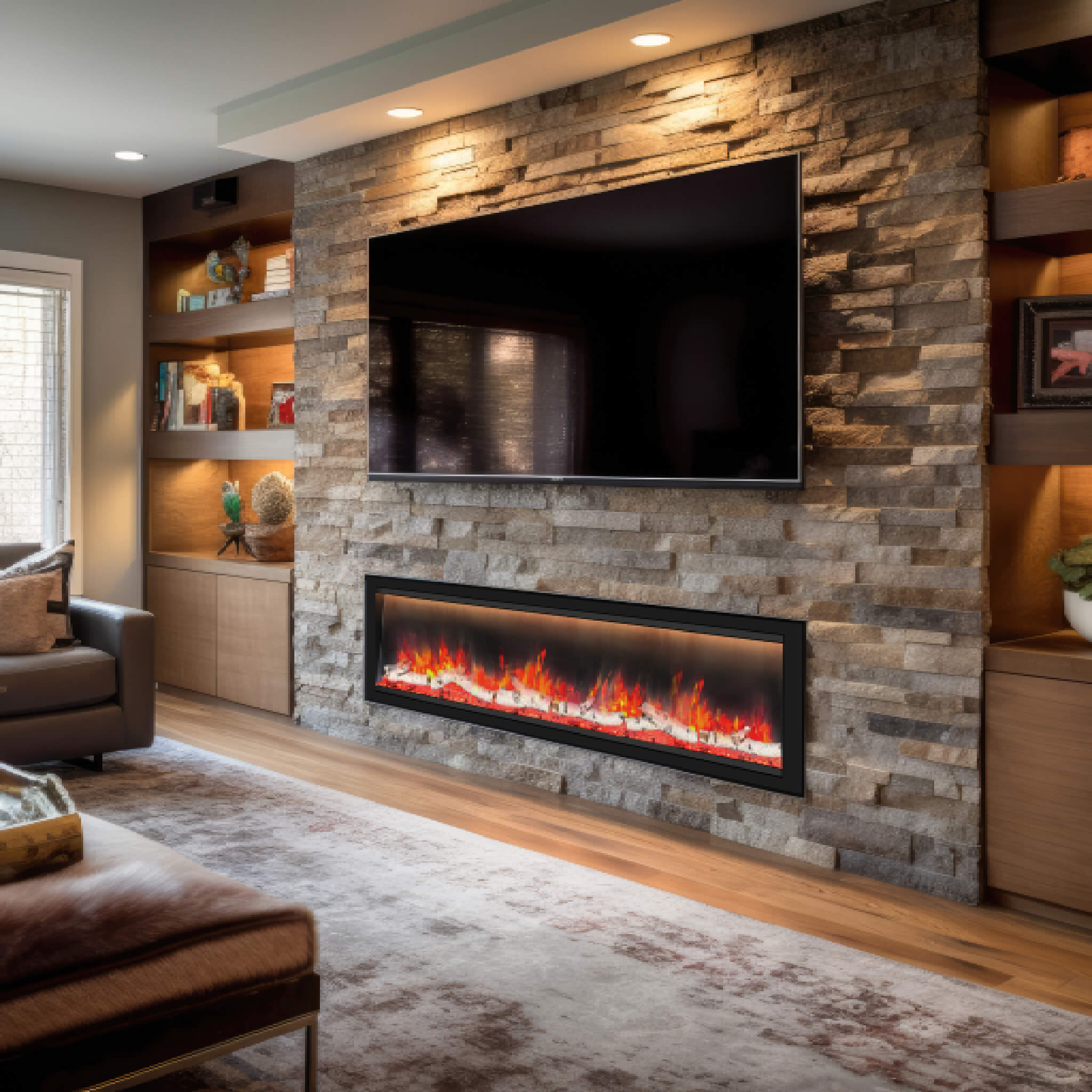 Dynasty Allegro 76" Black Smart Linear Electric Fireplace [DY-BFM76] (SAK56392)