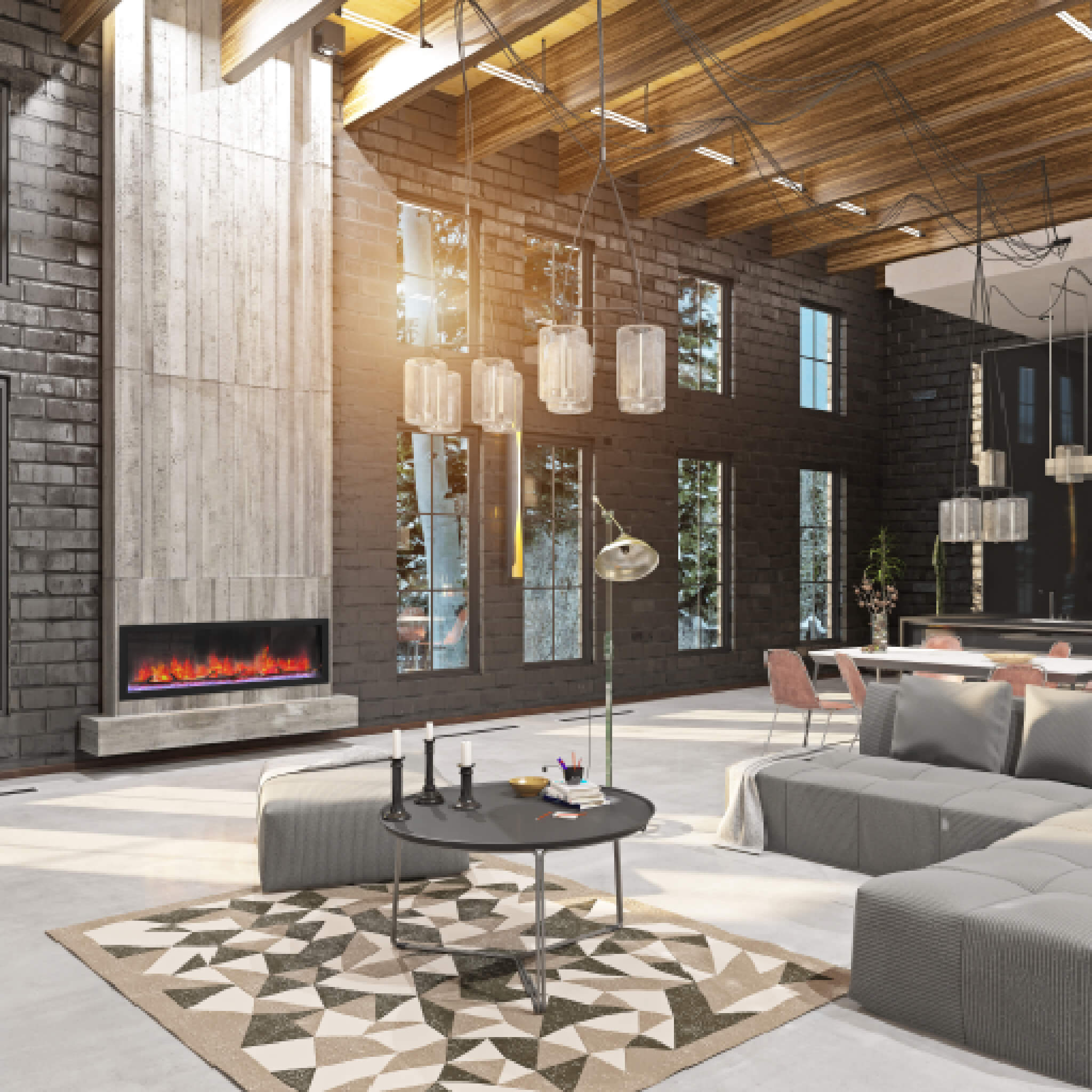 Dynasty Cascade 52" Recessed Smart Linear Electric Fireplace With Dynasty App [DY-BTX52] (SAK73485)