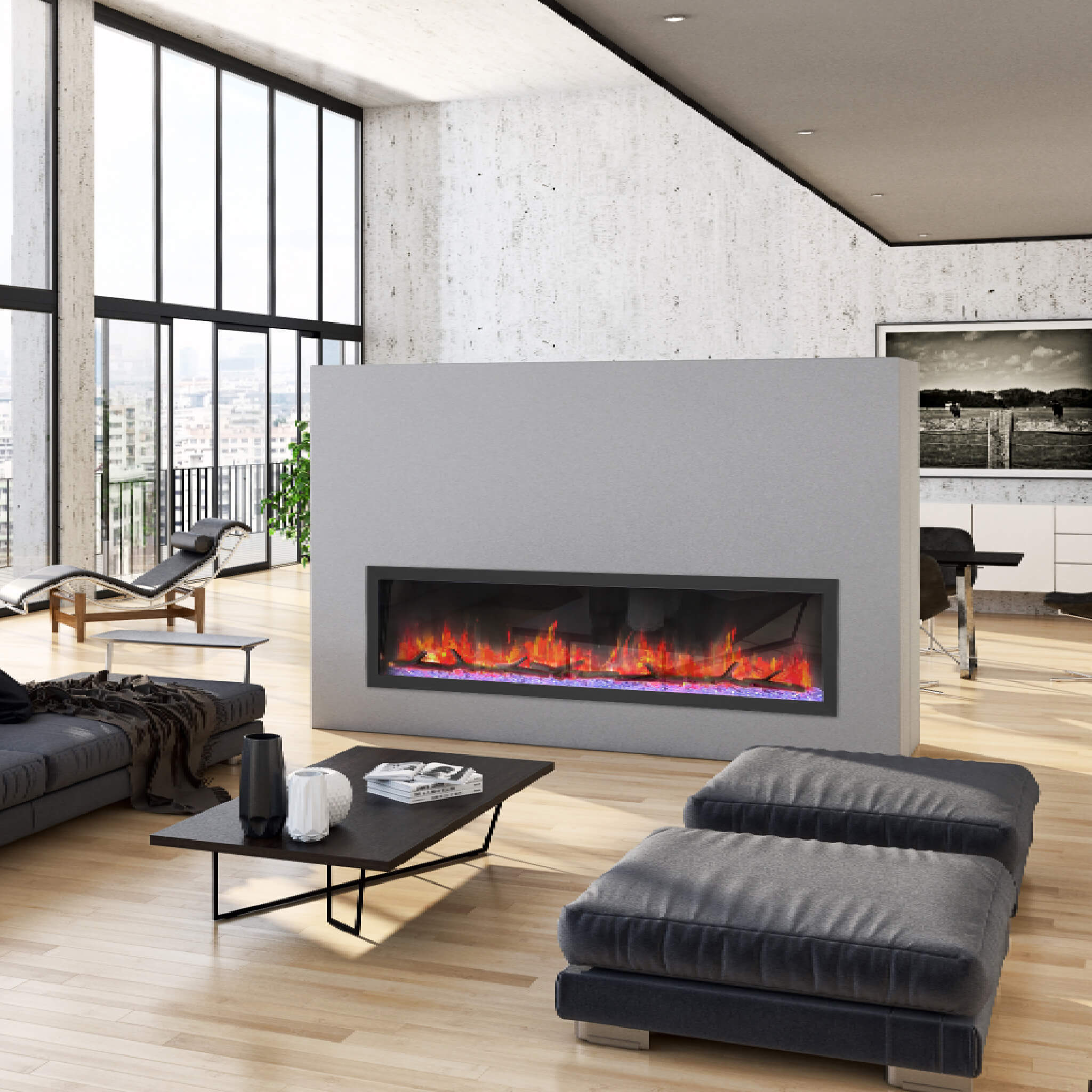 Dynasty Cascade 74" Smart Linear Electric Fireplace [DY-BTX74] (SAK61984)