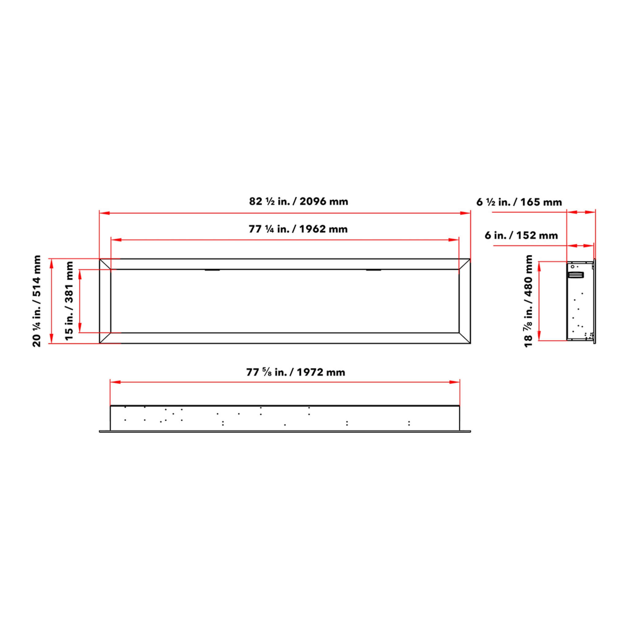 Dynasty Cascade 82" Recessed Linear Electric Fireplace [DY-BTX82] (SAK30567)