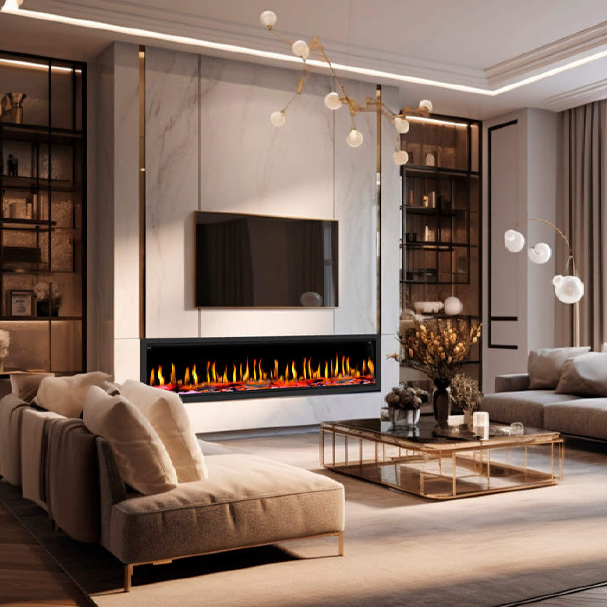 Dynasty Tempo 76" Virtual Linear Electric Fireplace [DY-FVX76] (SAK84710)