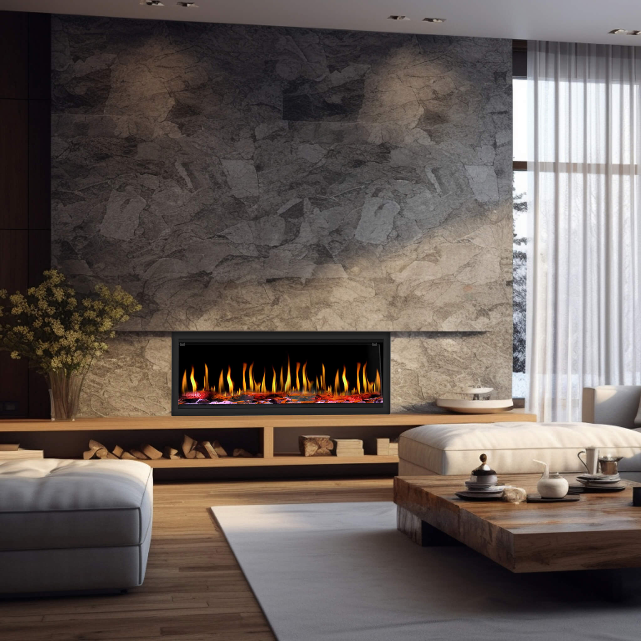 Dynasty Tempo 52" Smart Virtual Linear Electric Fireplace With Dynasty App [DY-FVX52] (SAK76421)