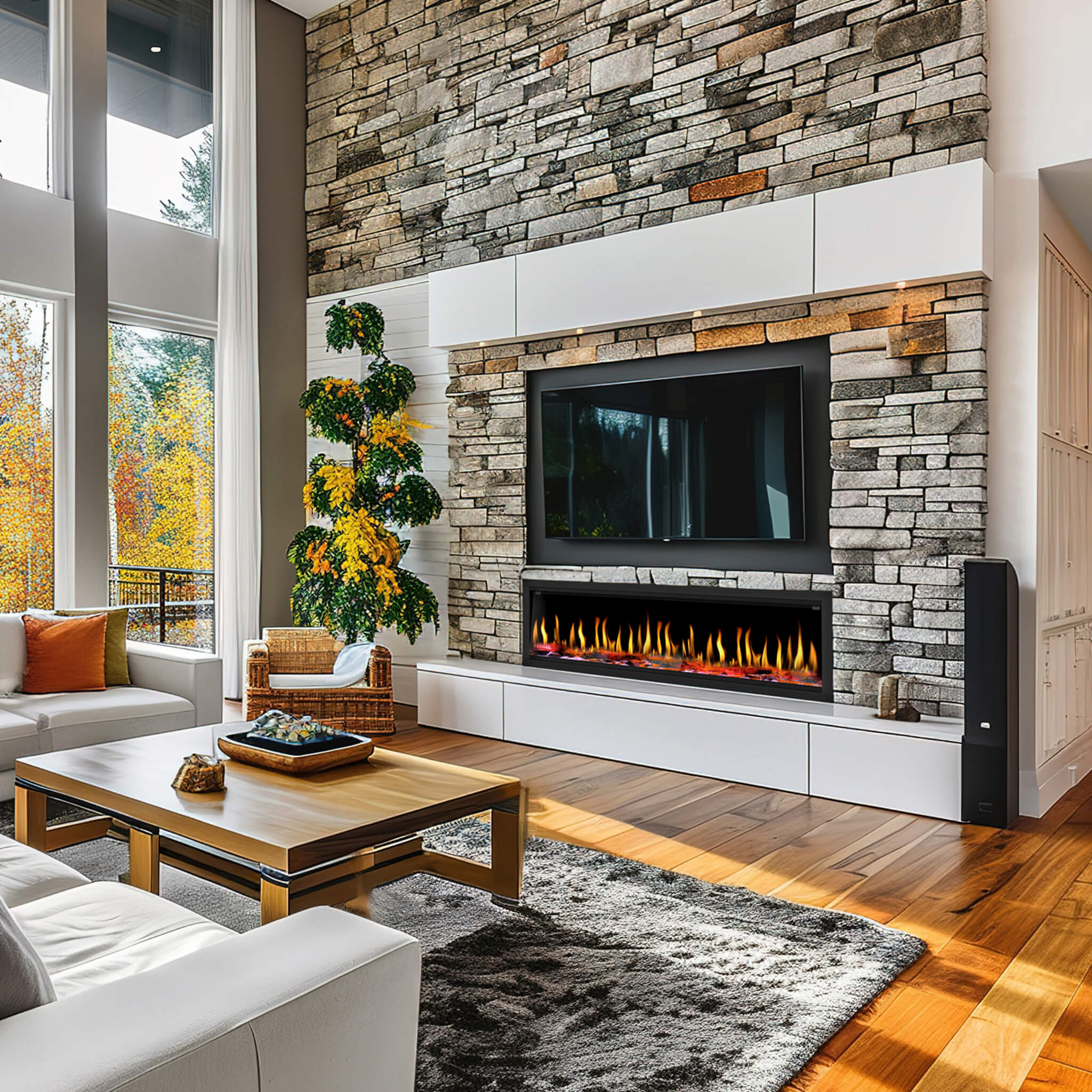 Dynasty Tempo 63" Virtual Linear Electric Fireplace With Multifunction Remote Control [DY-FVX63] (SAK20385)