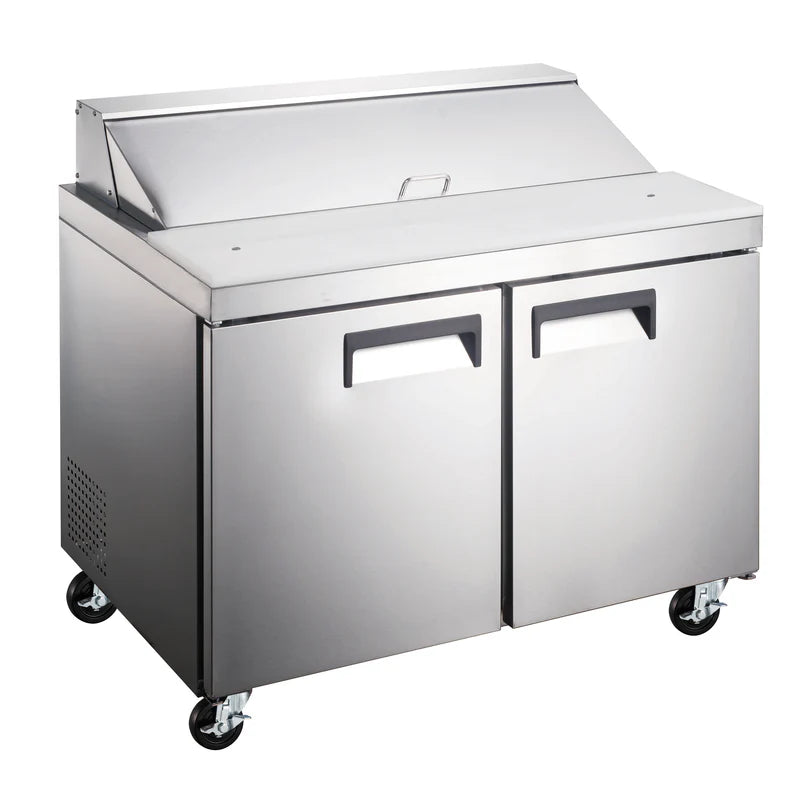 U-Star Refrigerated Salad/Sandwich Prep Table, Two Solid Doors, in Stainless Steel