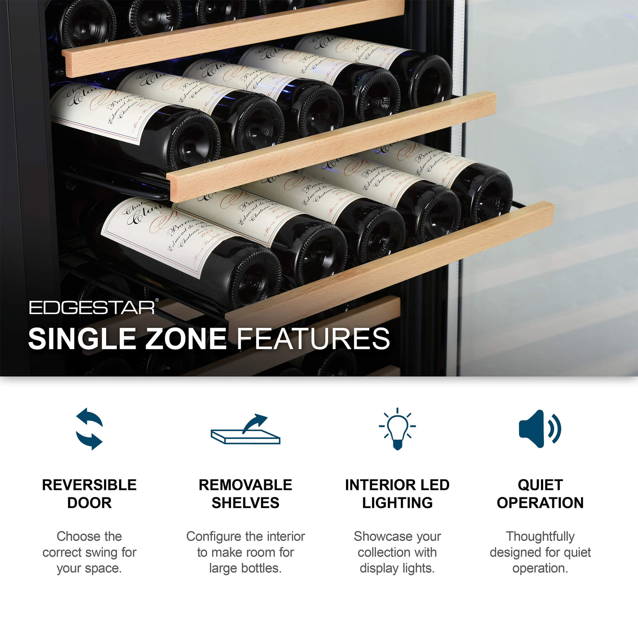 Edgestar 24" Wide 111 Bottle Capacity Freestanding Single Zone Wine Cooler [CWR1212SZ] (SAK68320)