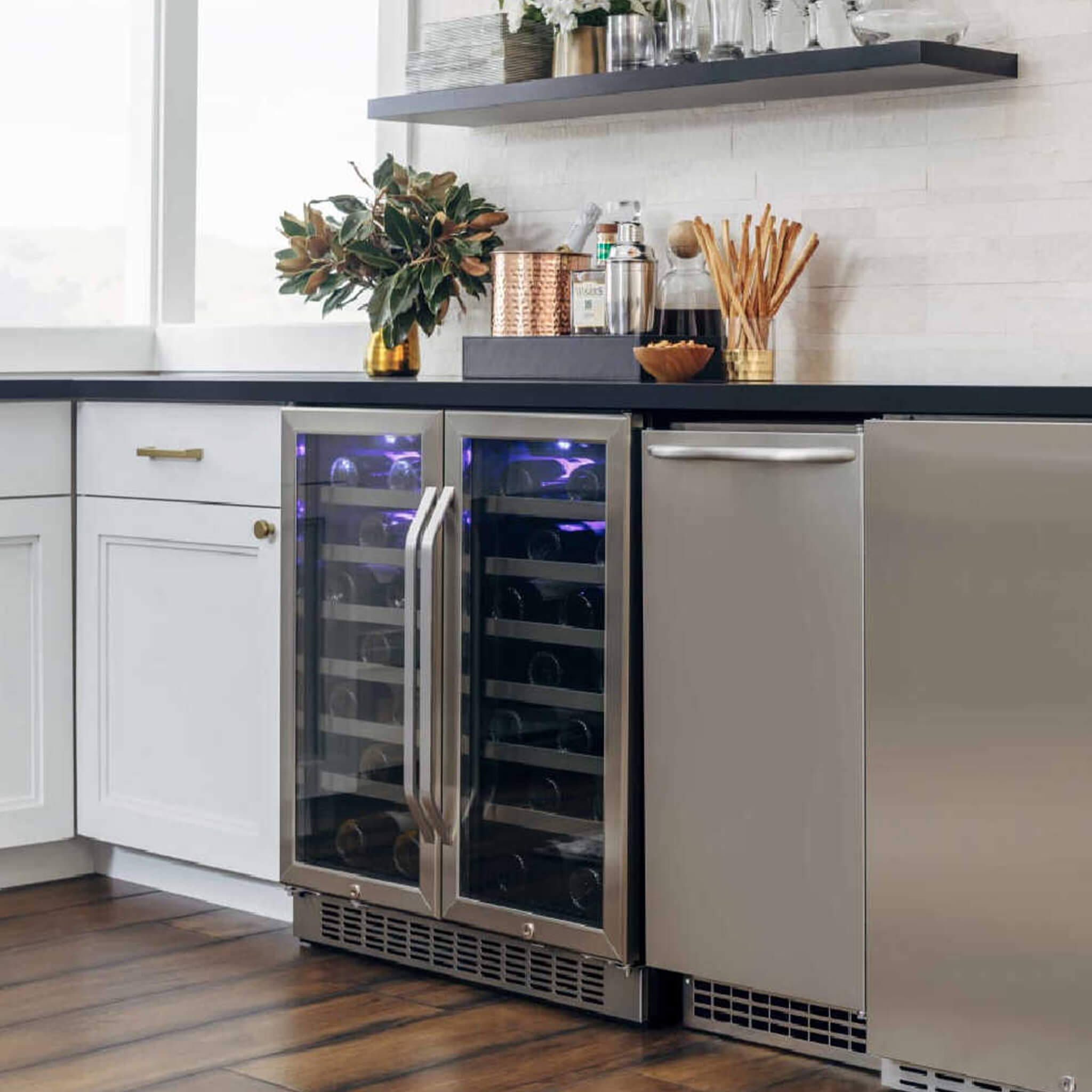 Edgestar 30" Wide 56 Bottle Capacity Built-In French Door Wine Cooler With Door Locks [CWR5631FD] (SAK56381)