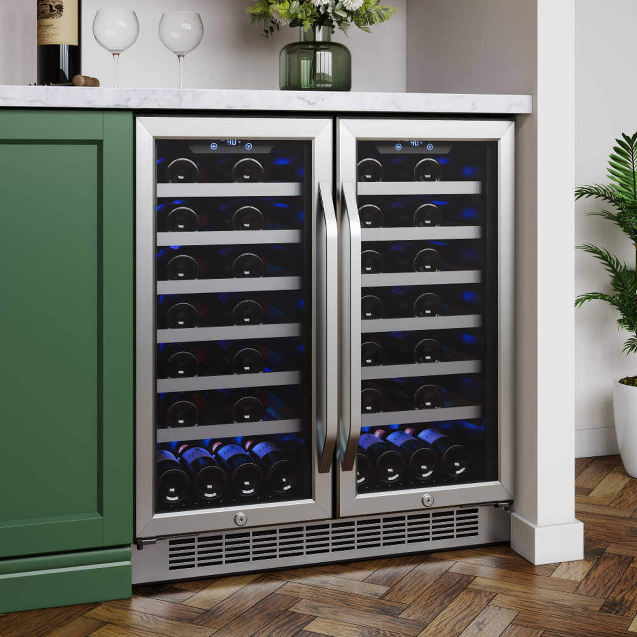 Edgestar 30" Wide 56 Bottle Capacity Built-In French Door Wine Cooler With Door Locks [CWR5631FD] (SAK56381)