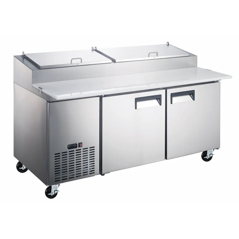 U-Star Refrigerated Pizza Prep Table, Two Solid Doors, 19.3 cu ft Capacity, in Stainless Steel