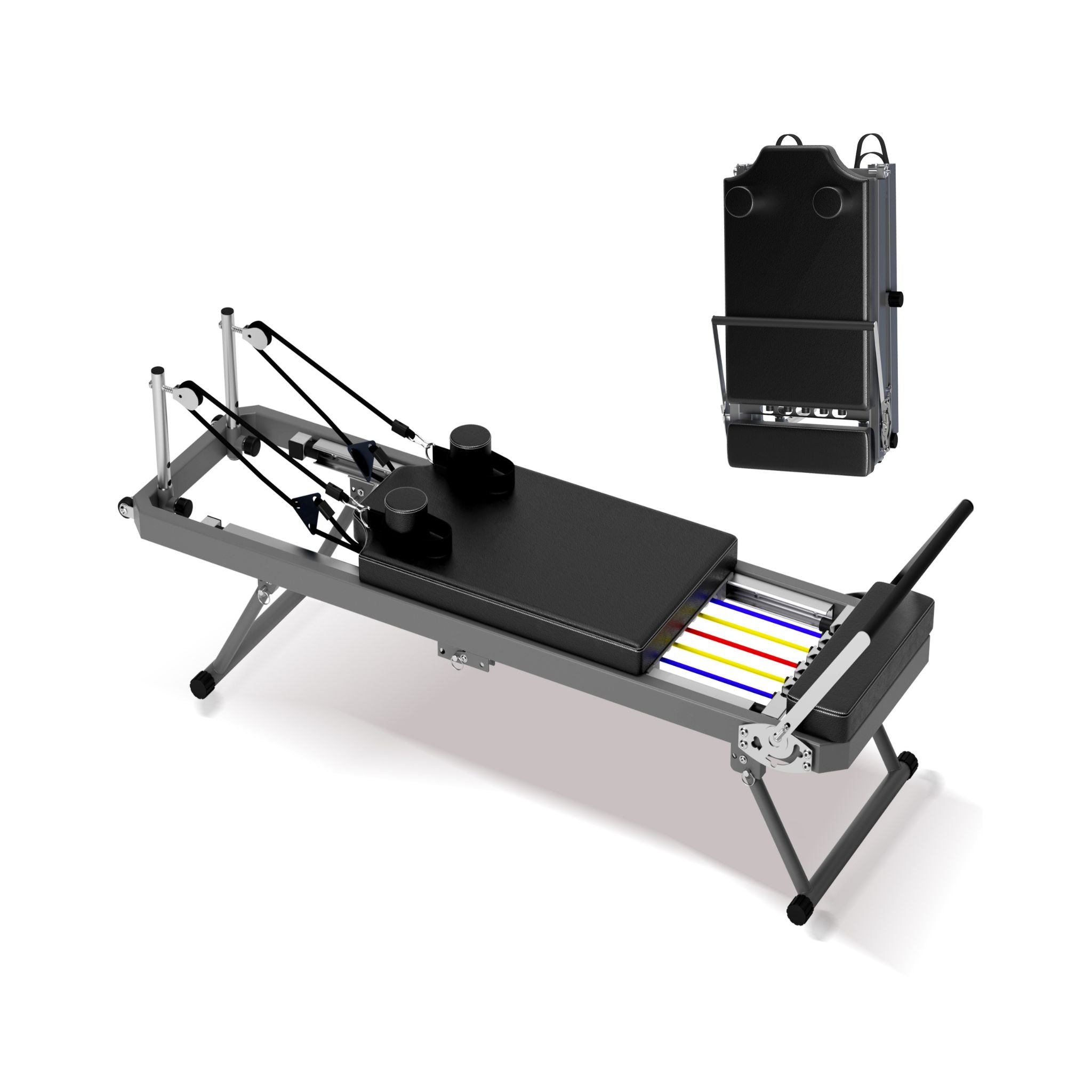 Extra Large Multi-Functional Pilates Reformer Machine With Dynamic Resistance Cords And Aerobic Rebounder, Black (SAK32879)