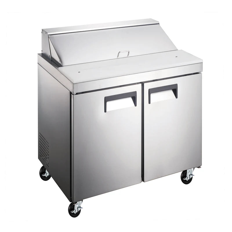 U-Star Refrigerated Salad/Sandwich Prep Table, Two Solid Doors, in Stainless Steel