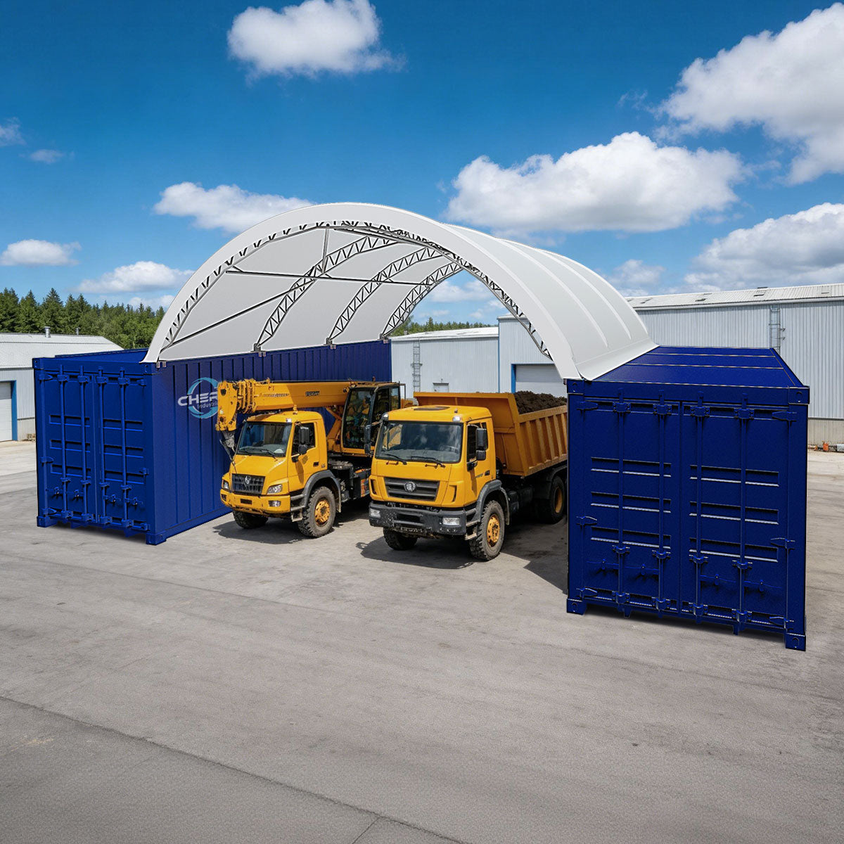Fortified 20'x20' Double Truss Container Shelter