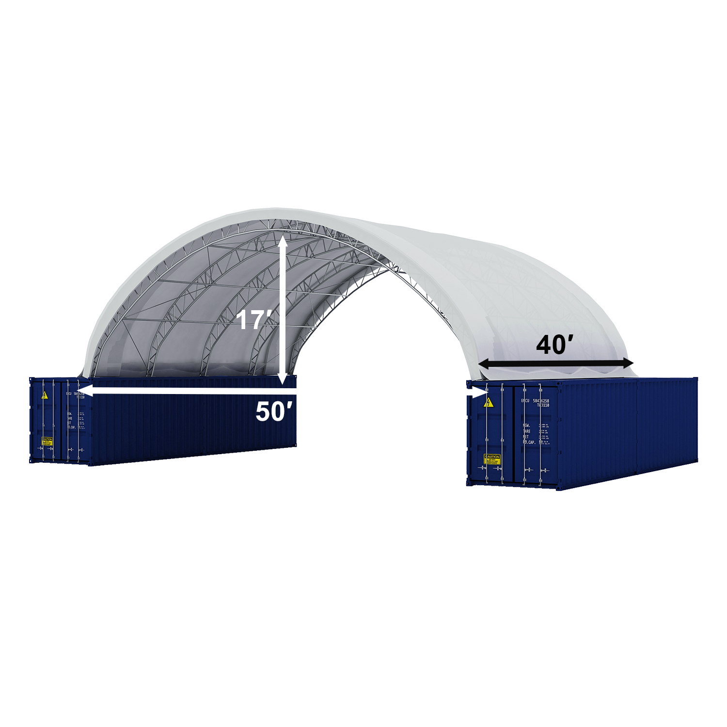 Fortified 50'x40'x17' Double Truss Container Shelter