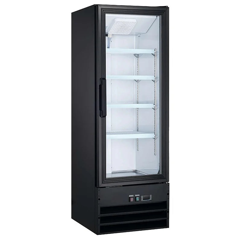U-Star Merchandiser Refrigerator, Single Swing Glass Door, 8.5 cu ft Capacity, in Black
