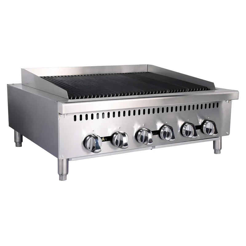 Black Diamond 36" Heavy Duty Gas Charbroiler, 6 Burners, in Stainless Steel
