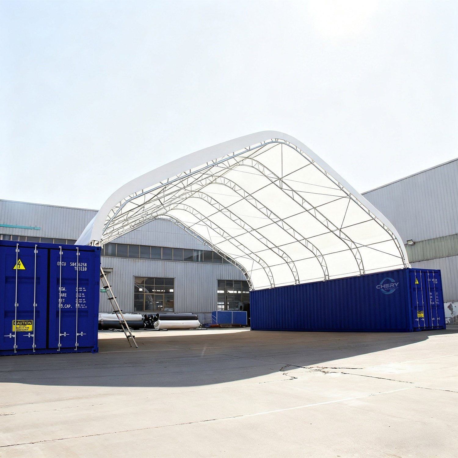 40'x40'x15' Double Truss Peak Container Canopy Shelter