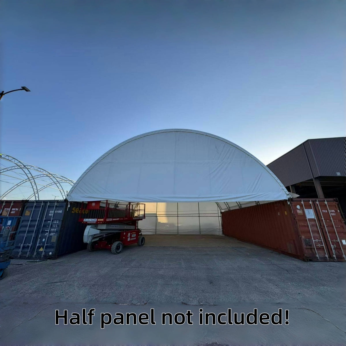 40'x40'x15' Double Truss Shipping Container Canopy Shelter