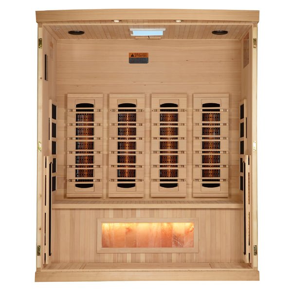 Golden Designs 2025 Reserve Edition 4-Person Full Spectrum PureTech™ Near Zero Infrared Sauna with Himalayan Salt Bar