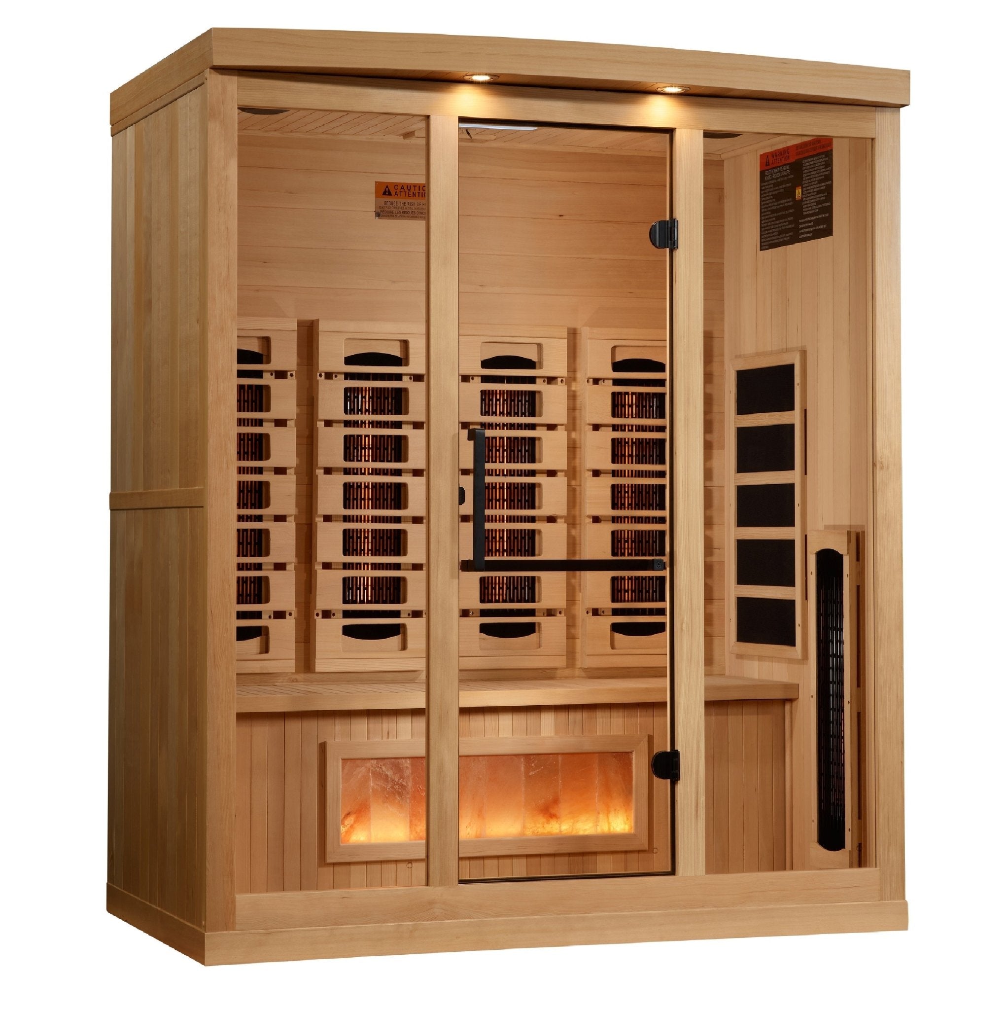 Golden Designs 2025 Reserve Edition 4-Person Full Spectrum PureTech™ Near Zero Infrared Sauna with Himalayan Salt Bar