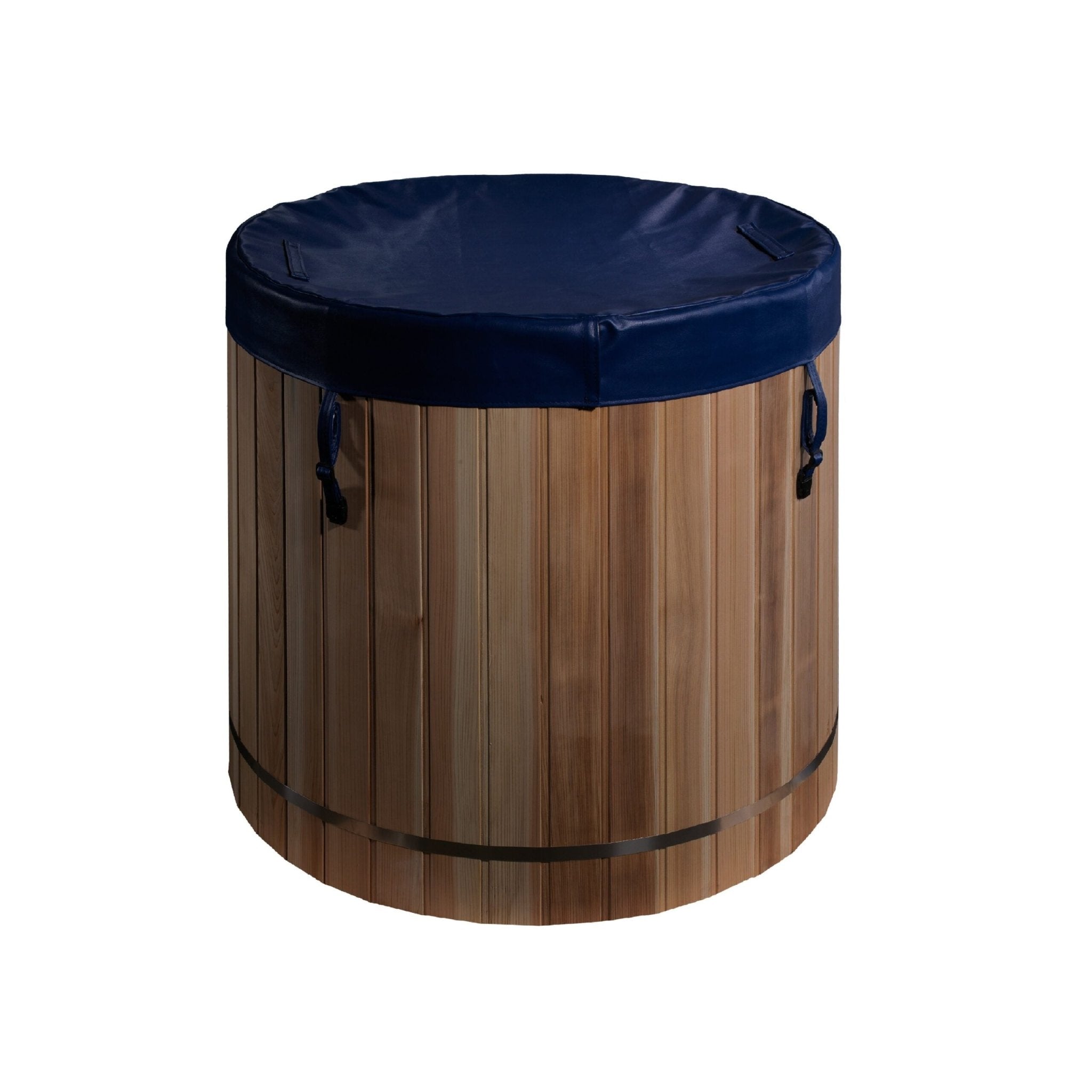 Dynamic Cold Therapy PVC Barrel Cold Plunge | Tub Only | Pacific Cedar Exterior | Insulated PVC Interior | Built-In Ergonomic Seat | 42"×39.5" | Chiller-Ready Pre-Connection | Child Safety Cover