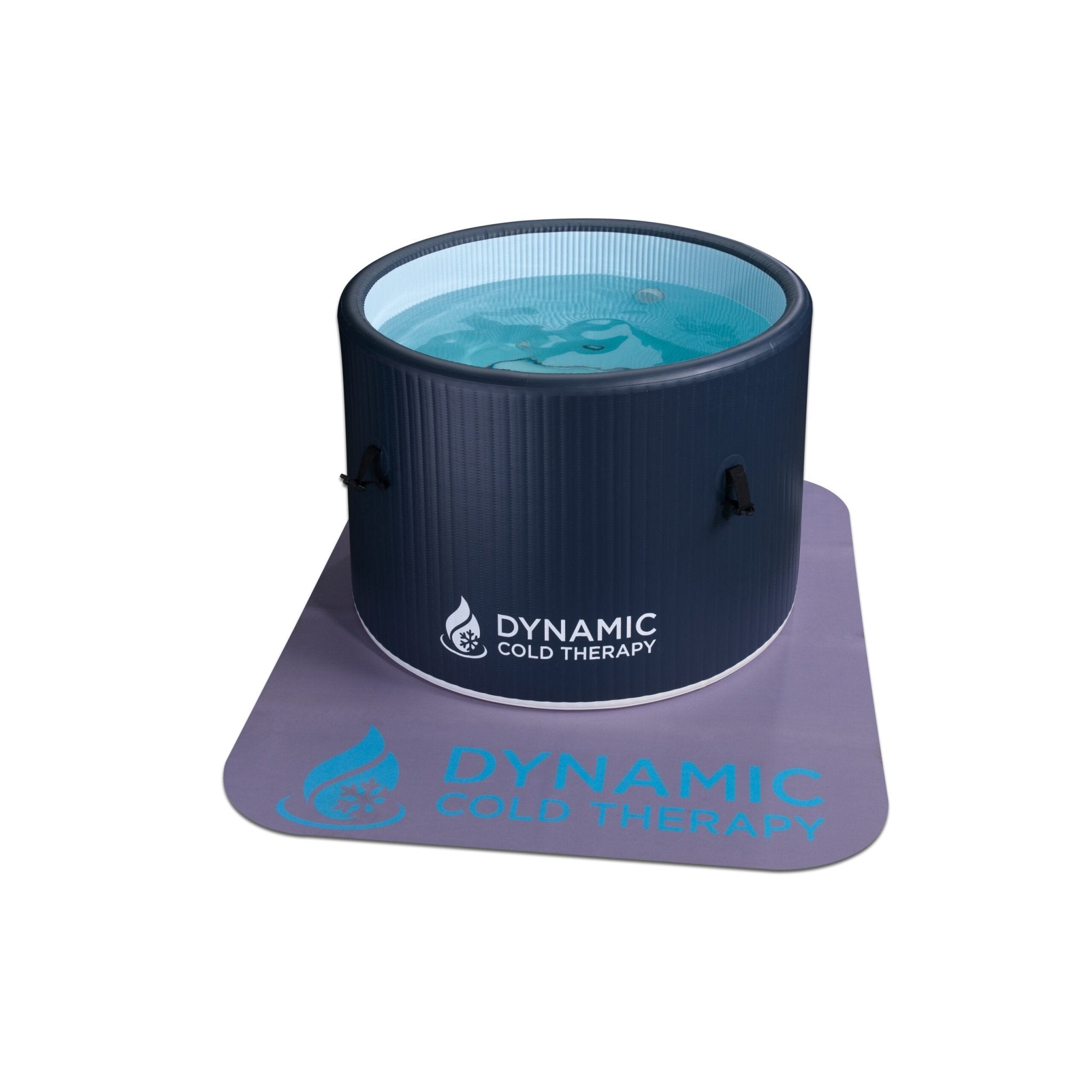 Dynamic Cold Therapy chiller unit connected to inflatable round cold plunge cooling water to 37 degrees Fahrenheit