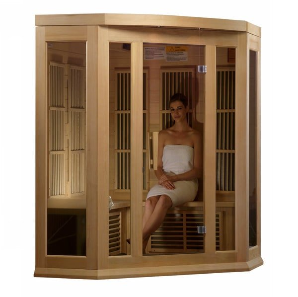 Maxxus 3-Person Corner FAR Infrared Sauna Carbon Low EMF with Canadian Hemlock