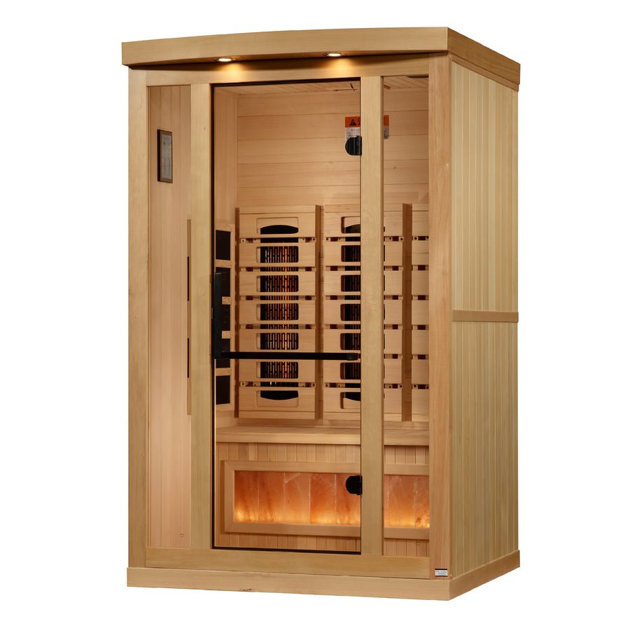Golden Designs "Reserve Edition" 2-Person Full Spectrum PureTech™ Near Zero EMF Infrared Sauna with Himalayan Salt Bar