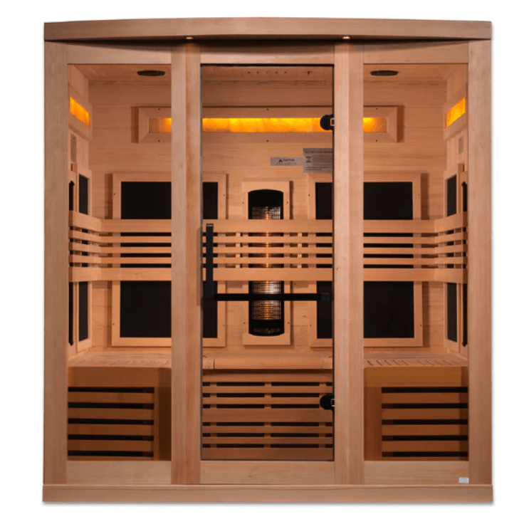 Golden Designs "Reserve Edition" 6-Person Full Spectrum PureTech™ Near Zero EMF FAR Infrared Sauna with Himalayan Salt Bar & Canadian Hemlock