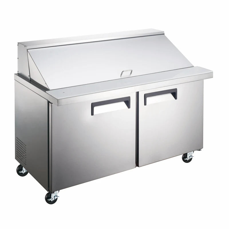 U-Star Refrigerated Mega Top Salad/Sandwich Prep Table, Two Solid Doors, in Stainless Steel