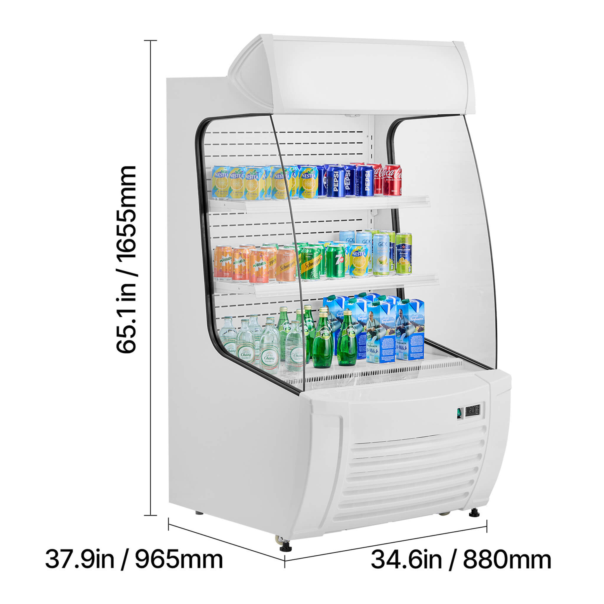 Heavy-Duty 12 Cu.Ft 2-Tier Open-Air Industrial Display Merchandiser Cooler (SAK14832)