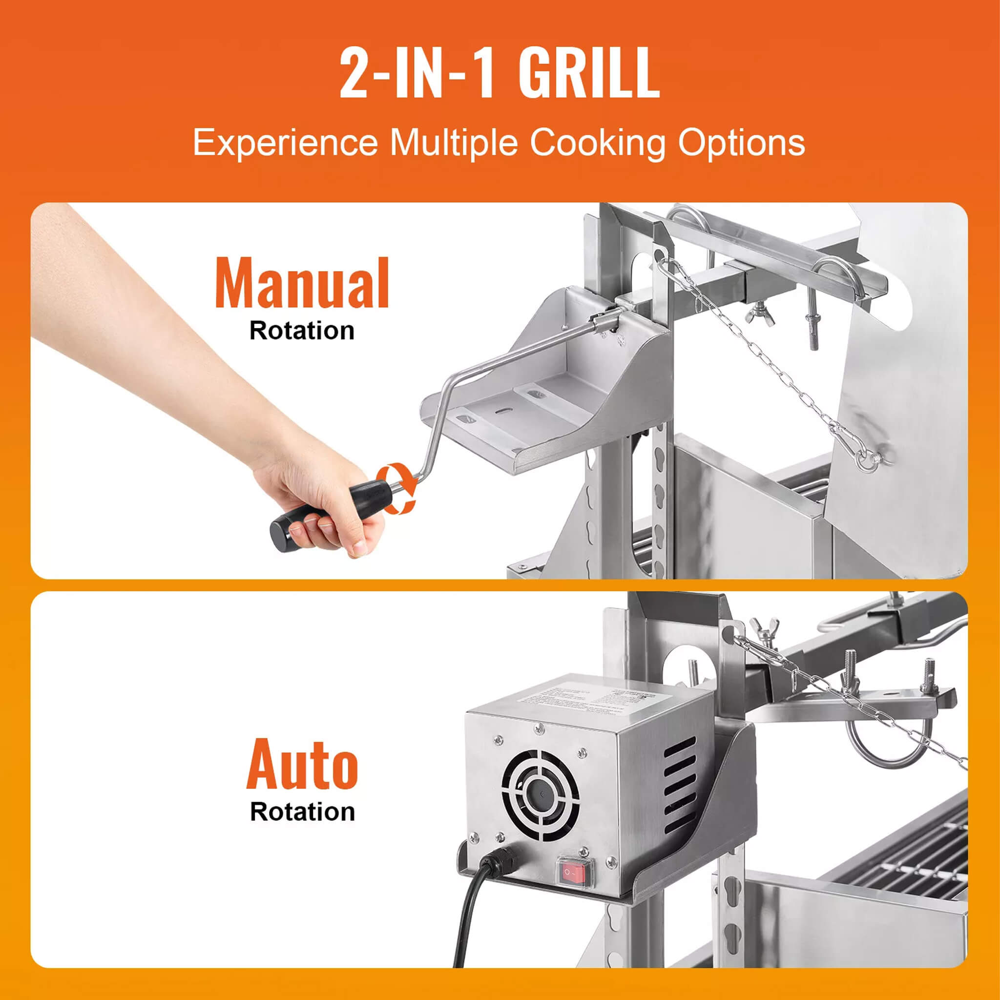 Heavy-Duty 52W Spit Roaster Rotisserie BBQ Grill For Pig, Lamb And Chicken (SAK59286)