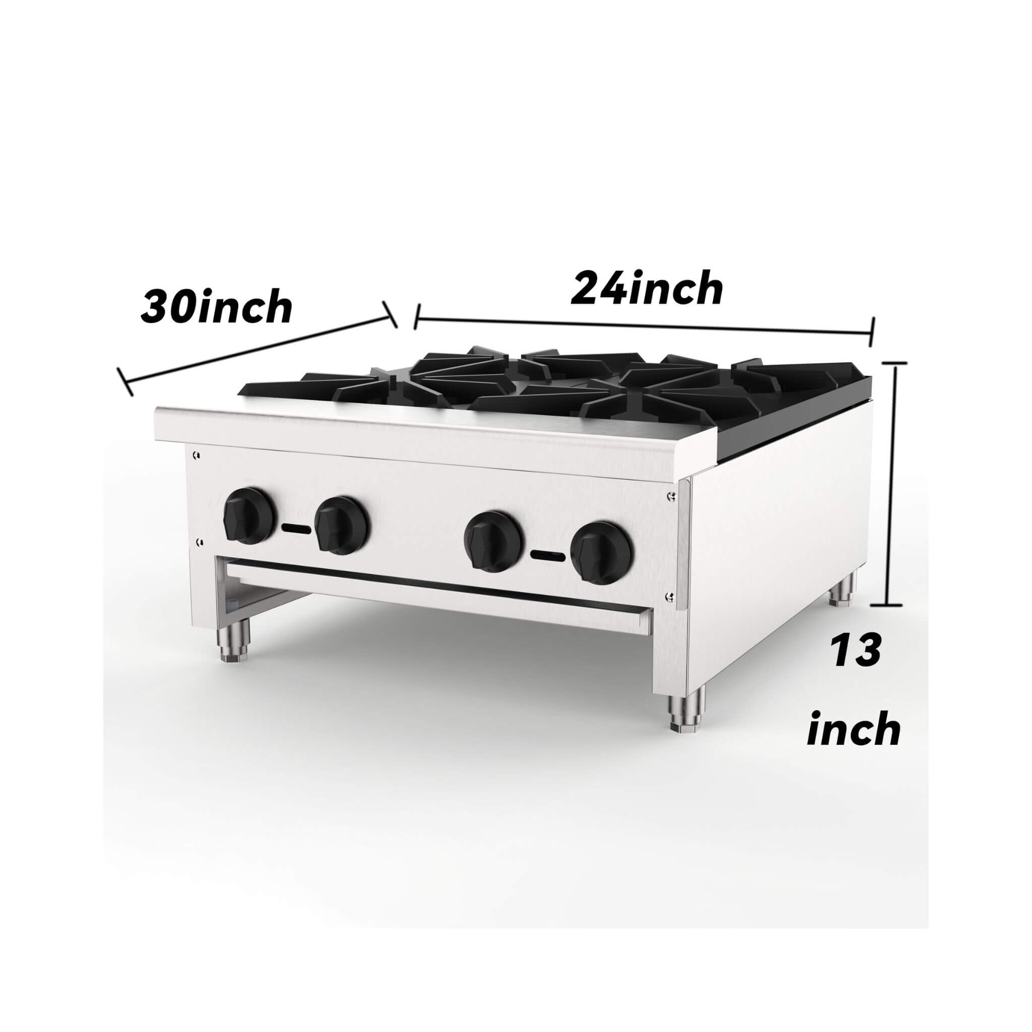 Heavy-Duty Commercial 112K BTU 4-Burner Stainless Steel Gas Stove Hot Plate (SAK39201)