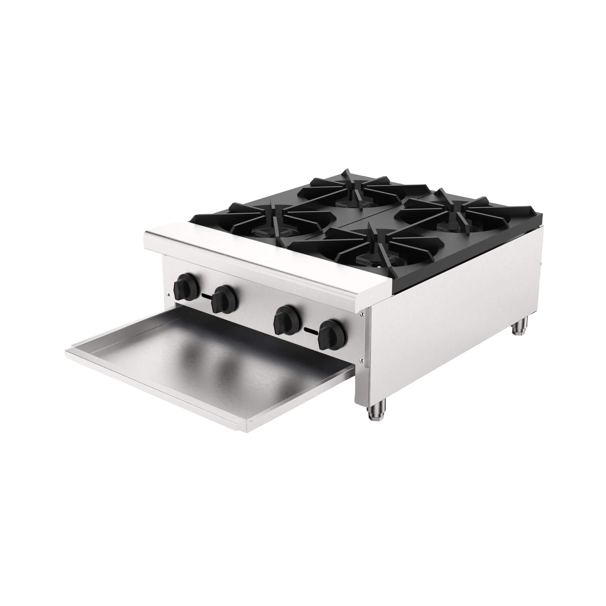 Heavy-Duty Commercial 112K BTU 4-Burner Stainless Steel Gas Stove Hot Plate (SAK39201)