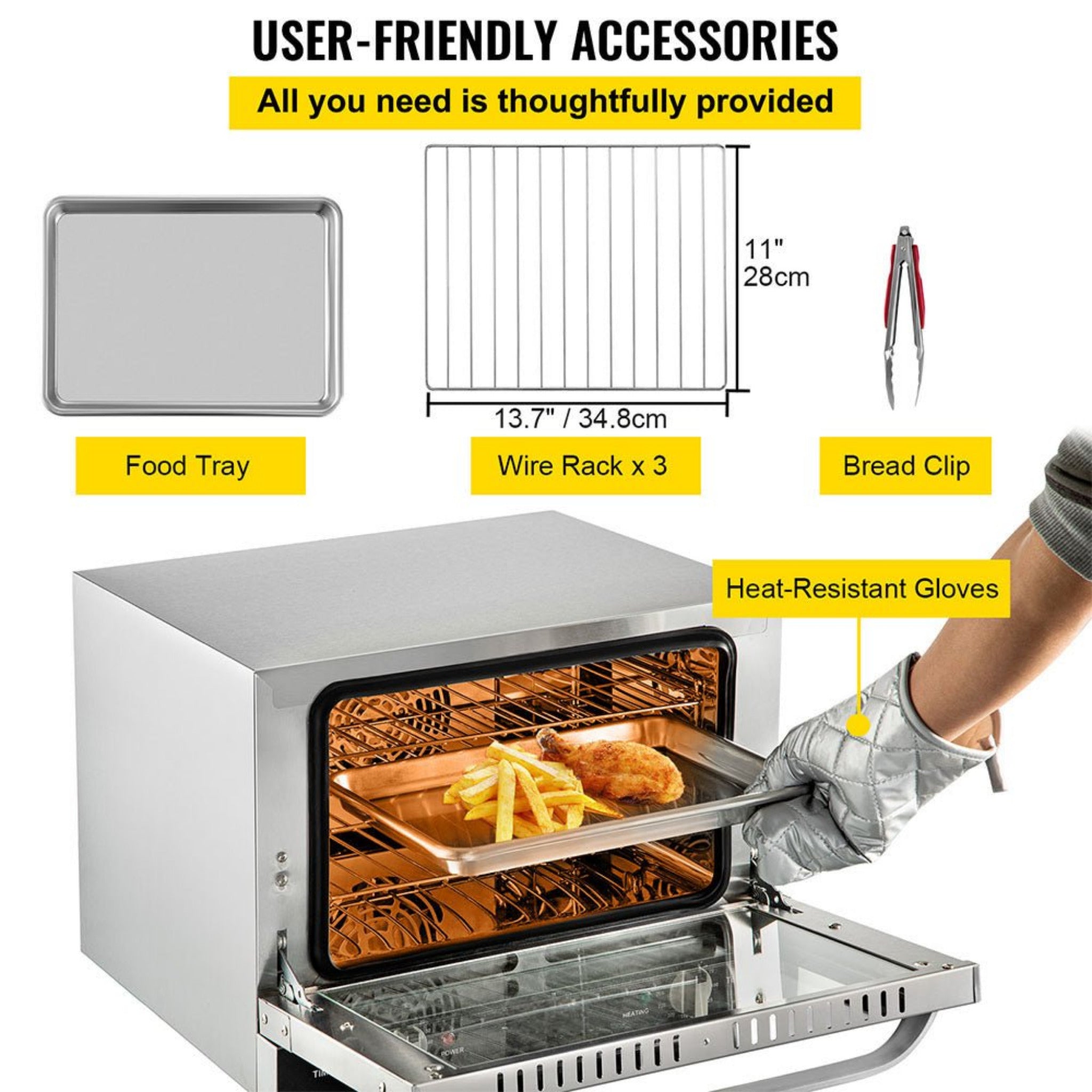 Heavy-Duty Commercial Stainless Steel Countertop Convection Toaster Oven (SAK51683)